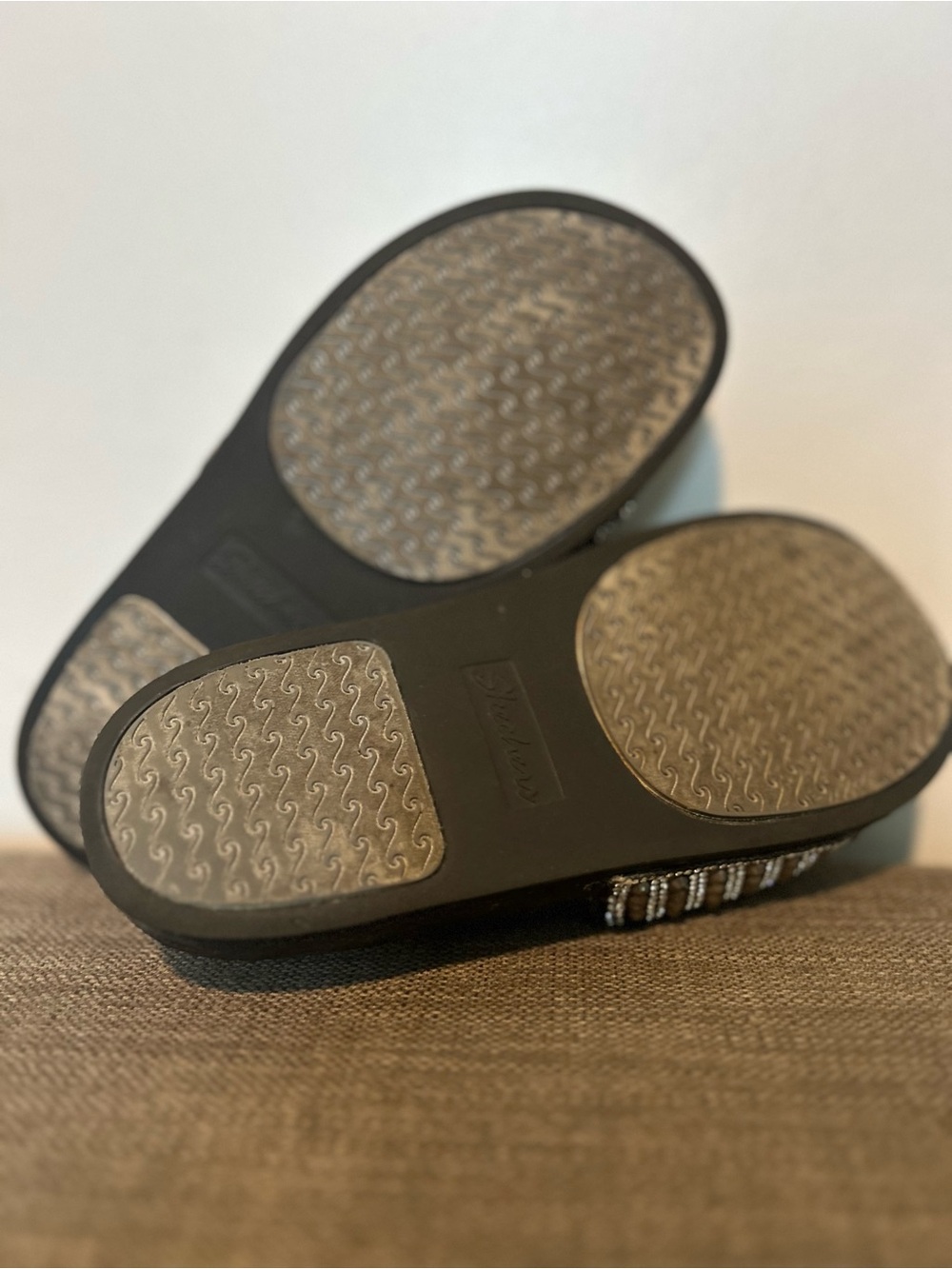 Skechers Sparkle Slide Sandals in Black with Crystal Straps - Picture 6 of 8